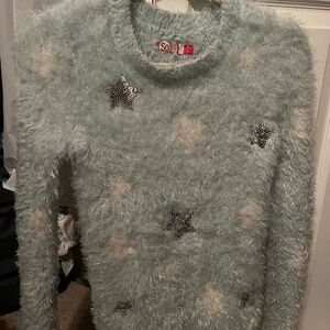 SO NWT Fuzzy Light Blue Sequin Star Sweater | Kohl's